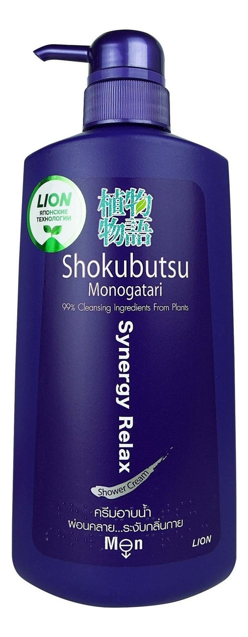 Расслабляющий крем-гель для душа с экстрактом водорослей Men Shokubutsu Monogatari 500мл увлажняющий крем гель для душа с экстрактом древесного угля men shokubutsu monogatari 500мл