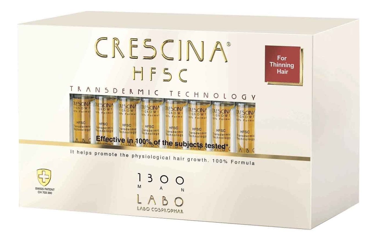 Купить Ампулы для восстановления роста волос HFSC Transdermic Re-Growth 1300 Man: Ампулы 40*3, 5мл, Crescina