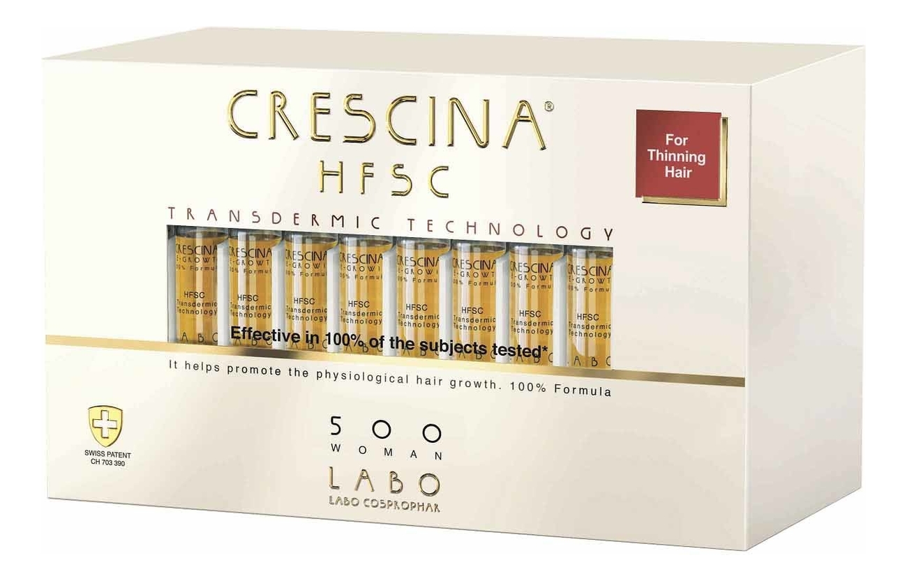 Купить Ампулы для восстановления роста волос HFSC Transdermic Re-Growth 500 Woman: Ампулы 40*3, 5мл, Crescina