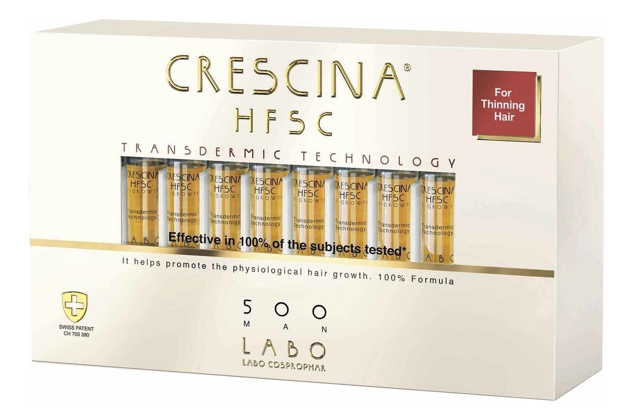 Купить Ампулы для восстановления роста волос HFSC Transdermic Re-Growth 500 Man: Ампулы 20*3, 5мл, Crescina