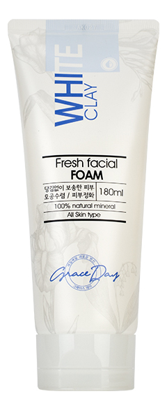 Пенка для умывания с белой глиной White Clay Fresh Facial Foam 180мл graceday snail clay fresh facial foam 180ml