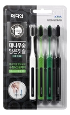 MEDIAN Набор зубных щеток Bamboo Charcoal Toothbrush 4шт