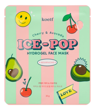 Koelf Гидрогелевая маска с экстрактом вишни и авокадо Cherry & Avocado Ice-Pop Hydrogel Face Mask 30г