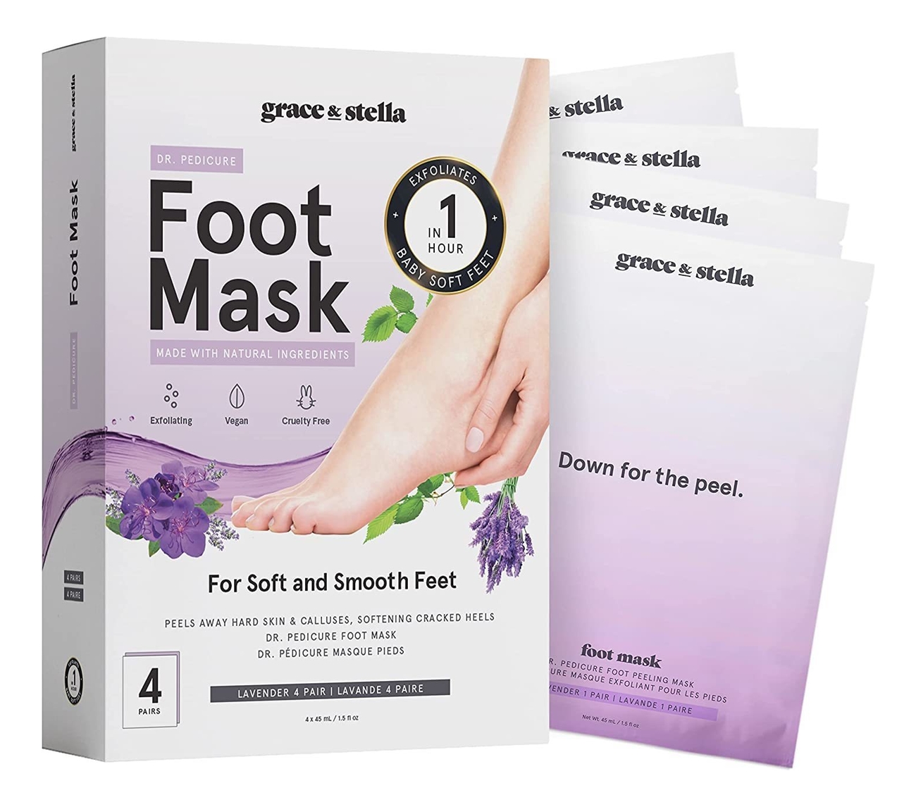 

Носочки для педикюра с ароматом лаванды Dr. Pedicure Lavender: 4 пары, Носочки для педикюра с ароматом лаванды Dr. Pedicure Lavender