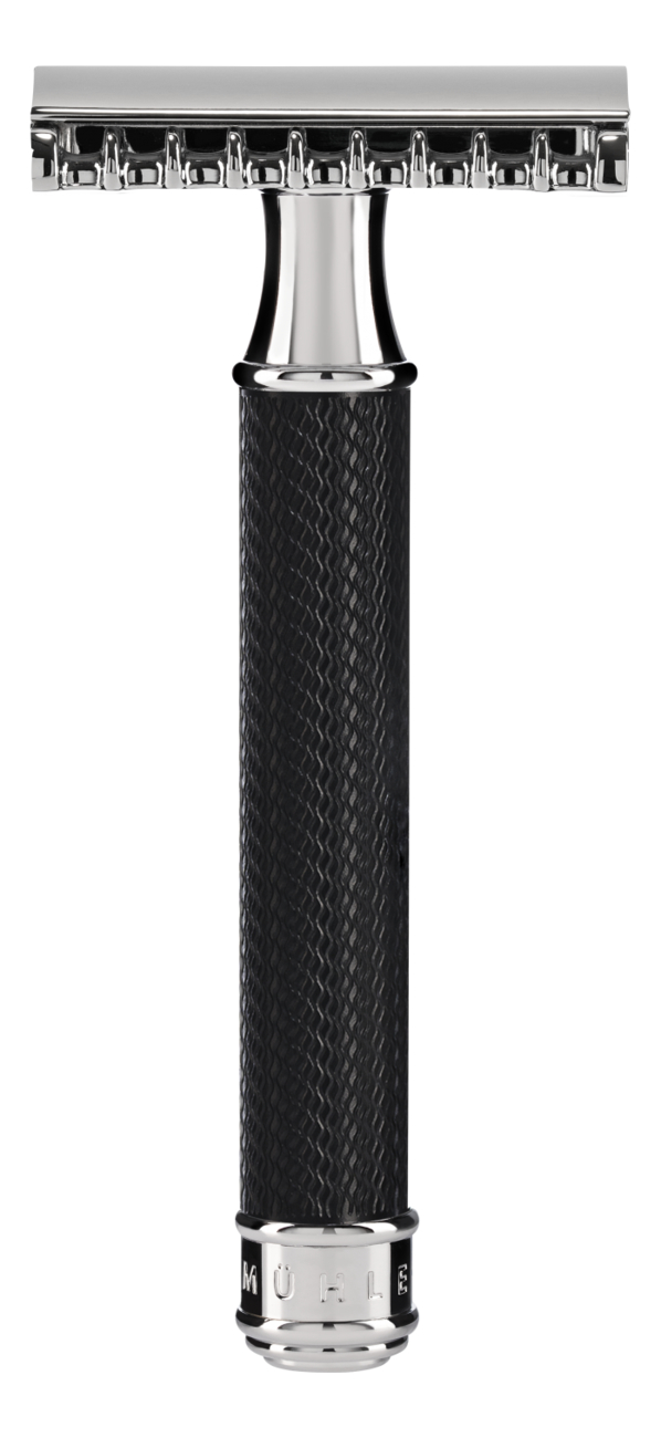 Бритва Т-образная Черный хром Traditional (безопасная бритва с открытым гребнем Open Comb) от Randewoo