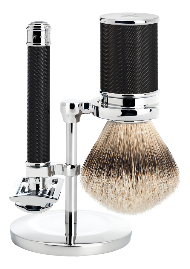 

Набор Черный хром Traditional (помазок барсучий ворс высшей категории Silvertip + T-образная бритва)