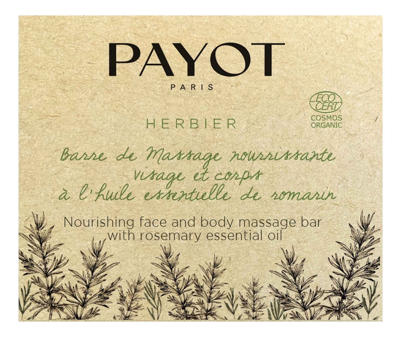 

Сухое масло для массажа с эфирным маслом розмарина Herbier Barre De Massage Nourrissante Visage et Corps A l'Huile Essentielle De Romarin 50г