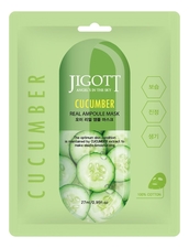 Jigott Тканевая маска для лица с экстрактом огурца Cucumber Real Ampoule Mask 27мл