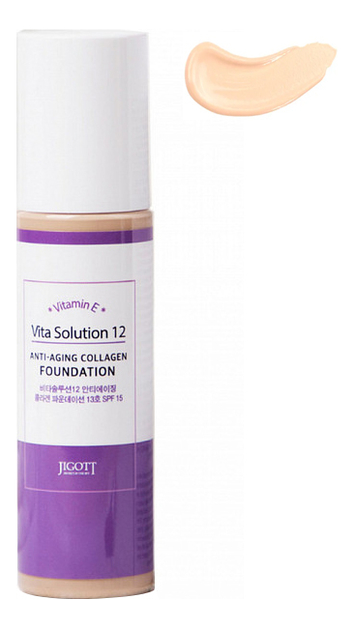 

Тональный крем для лица Vita Solution 12 Anti-Aging Collagen Foundation 100мл: No 21, Тональный крем для лица Vita Solution 12 Anti-Aging Collagen Foundation 100мл