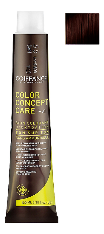 Натуральный безаммиачный крем-краситель для волос Color Concept Care 100мл: 5.52 Светлый шатен махагон фиолетовый от Randewoo