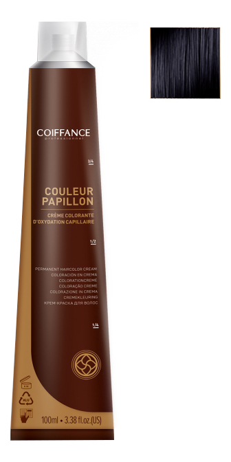 

Крем-краска для волос Couleur Papillon 100мл: 1.1 Черный пепельный (графит), Крем-краска для волос Couleur Papillon 100мл