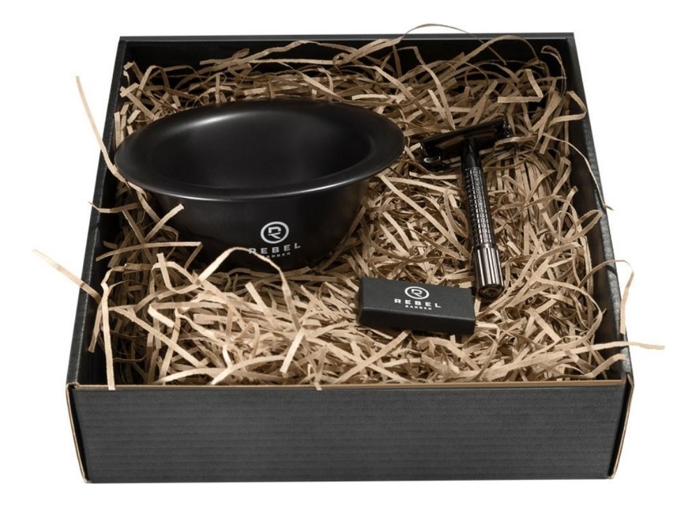 

Набор для бритья Compact Midnight Black (классический Т-образный станок + фарфоровая матовая чаша + лезвия из нержавеющей японской стали 10шт)