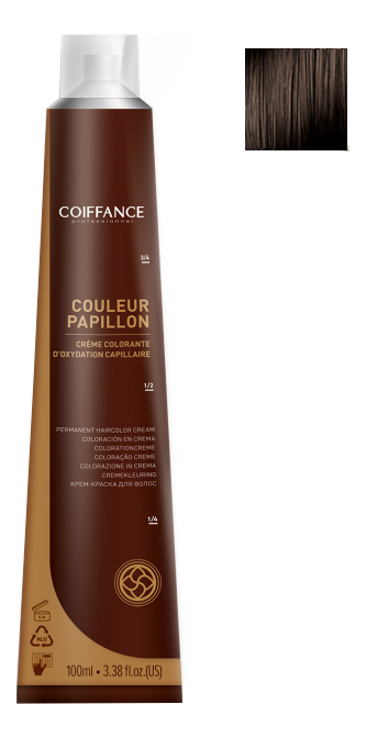 

Крем-краска для волос Couleur Papillon 100мл: 5.3 Светлый шатен натурально-золотистый, Крем-краска для волос Couleur Papillon 100мл