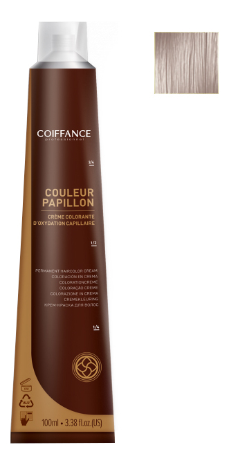 

Крем-краска для волос Couleur Papillon 100мл: 1012 Ультра-светлый блондин пепельно-фиолетовый, Крем-краска для волос Couleur Papillon 100мл