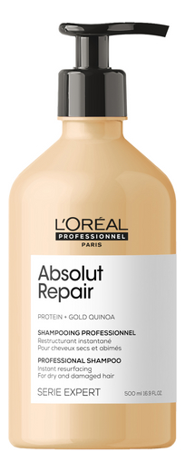 Шампунь для сильно поврежденных волос Serie Expert Absolut Repair Protein + Gold Quinoa Shampooing: Шампунь 500мл восстанавливающий кондиционер для сильно поврежденных волос serie expert absolut repair protein gold quinoa кондиционер 200мл