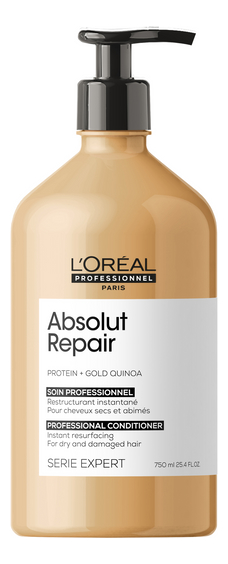 Восстанавливающий кондиционер для сильно поврежденных волос Serie Expert Absolut Repair Protein + Gold Quinoa: Кондиционер 750мл l oreal professionnel интенсивно восстанавливающий кондиционер absolut repair для поврежденных волос 750