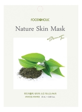 FoodaHolic Тканевая маска для лица с экстрактом зеленого чая Nature Skin Mask Green Tea 23мл