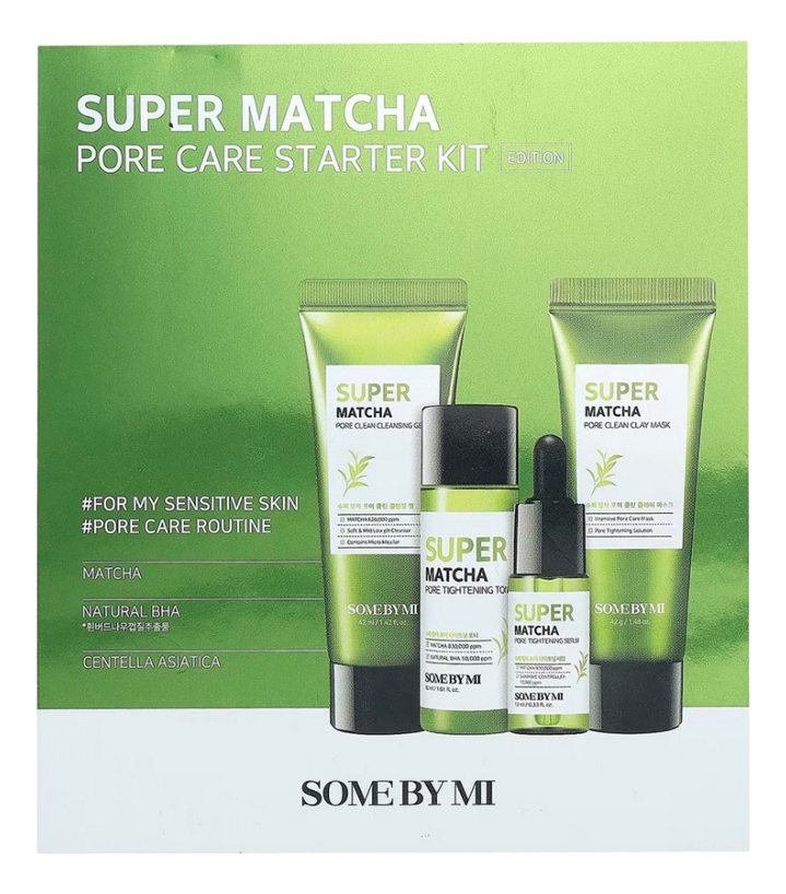 Набор для лица Super Matcha Pore Care (гель для умывания 42мл + маска 42мл + тоник 30мл + сыворотка 10мл)