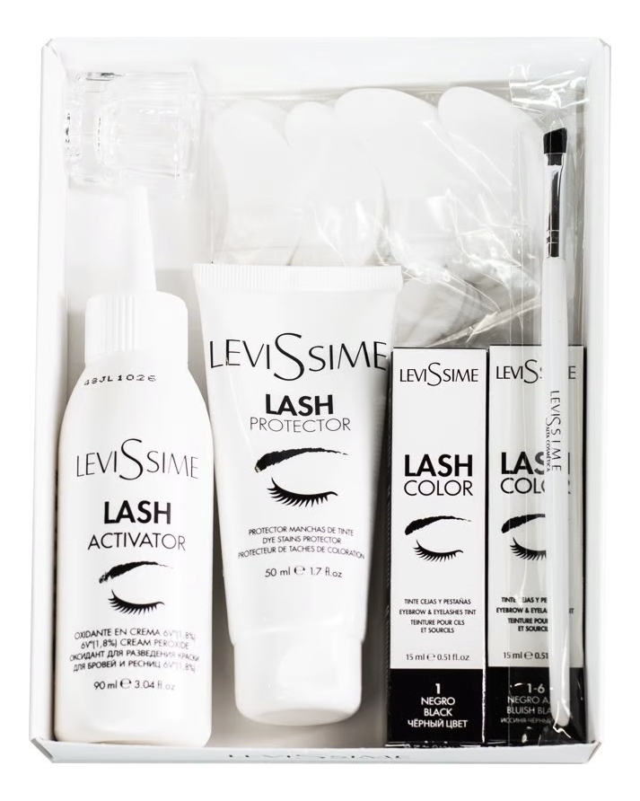 

Набор для окрашивания бровей Lash Color (краска 1, 1-6, 2*15мл + оксидант Lash Activator 6V 1,8% 90мл + защитный крем для кожи Lash Protector 50мл + кисть + емкость для смешивания краски + салфетки ламинированные под ресницы 100шт)