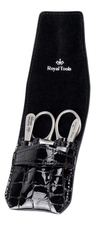Royal Tools Маникюрный набор RT4 (ножницы д/ногтей и кутикулы + наклонный пинцет + книпсер + пилочка д/ногтей из нержавеющей стали + футляр)