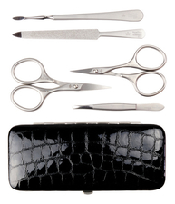 Royal Tools Маникюрный набор RT5 (ножницы д/ногтей + ножницы д/кутикулы + наклонный пинцет + инструмент для чистки ногтей + пилочка д/ногтей из нержавеющей стали + футляр)