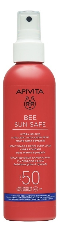 

Солнцезащитный ультралегкий спрей для лица и тела Bee Sun Safe Hydra Melting Ultra-Light Face & Body Spray SPF50 200мл