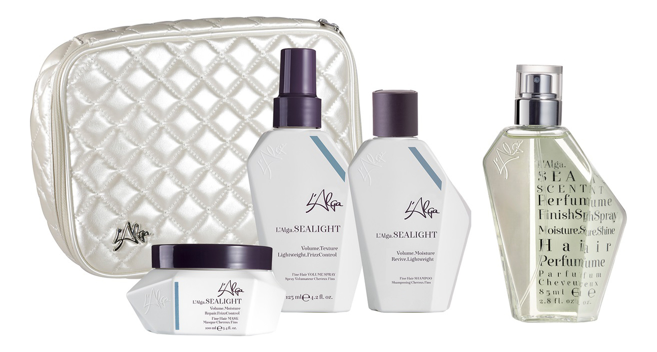 

Набор для объема волос Sealight Fine Hair (шампунь 250мл + увлажняющая маска 100мл + несмываемый спрей 125мл + спрей парфюмерный 85мл + косметичка)