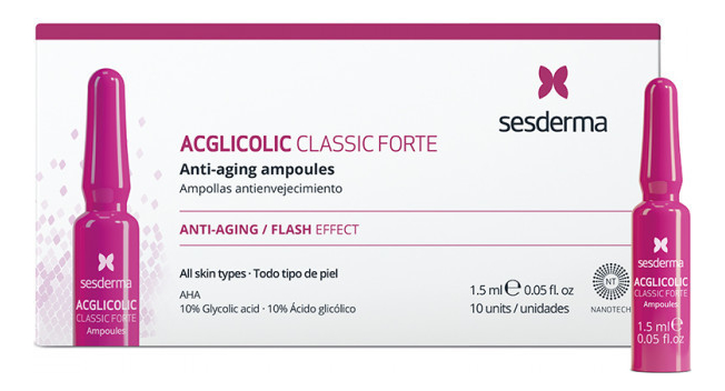 

Ампулы для лица с гликолевой кислотой Acglicolic Classic Forte Ampollas Antienvejecimiento 10*1,5мл