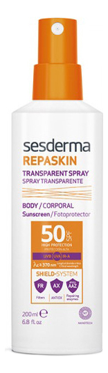 

Солнцезащитный спрей для тела Repaskin Spray Transparente 200мл: Спрей SPF50, Солнцезащитный спрей для тела Repaskin Spray Transparente 200мл
