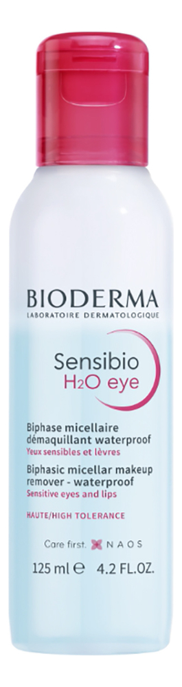 Двухфазное мицеллярное средство для очищения глаз и губ Sensibio H2O Eye 125мл средства для снятия макияжа bioderma sensibio h2o двухфазное мицеллярное средство для очищения глаз и губ