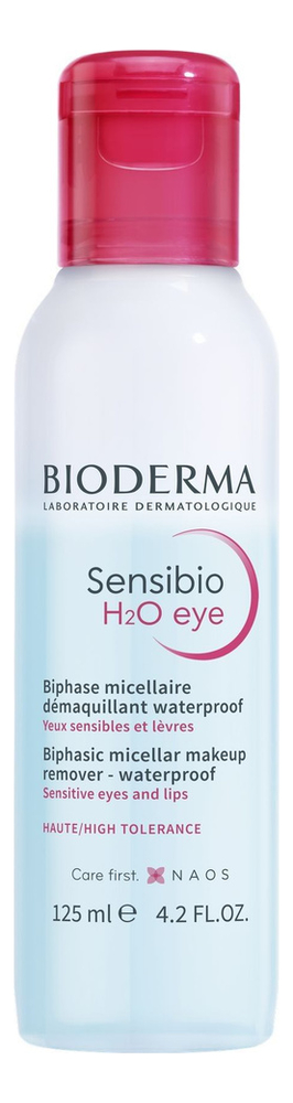 Двухфазное мицеллярное средство для очищения глаз и губ Sensibio H2O Eye 125мл средства для снятия макияжа bioderma sensibio h2o двухфазное мицеллярное средство для очищения глаз и губ