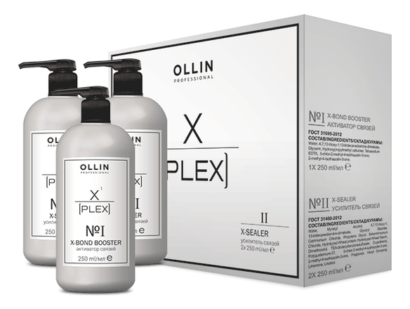 Купить Набор для волос X-Plex (активатор связей для защиты X-Bond Booster No1 250мл + восстанавливающий крем Усилитель связей X-Sealer No2 2*250мл), OLLIN Professional
