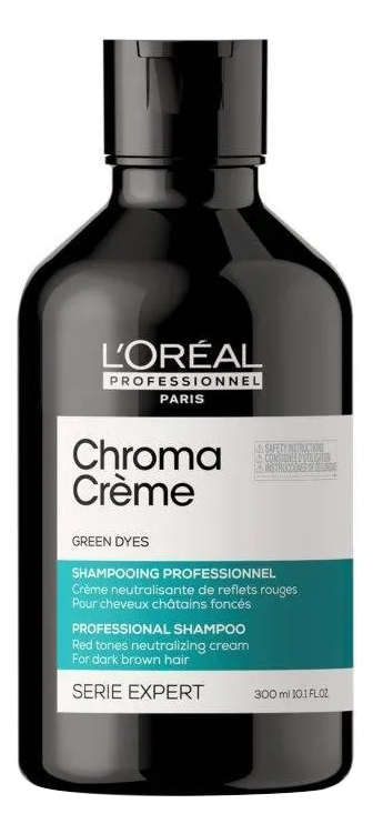 Шампунь с зеленым пигментом для нейтрализации красного оттенка темных волос Serie Expert Chroma Creme Green Dyes 300мл: Шампунь 300мл