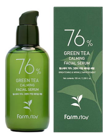 Farm Stay Успокаивающая сыворотка для лица с экстрактом семян зеленого чая 76% Green Tea Calming Facial Serum 100мл