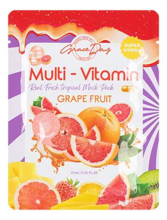 

Тканевая маска с экстрактом грейпфрута Multi-Vitamin Grape Fruit Mask Pack 27мл
