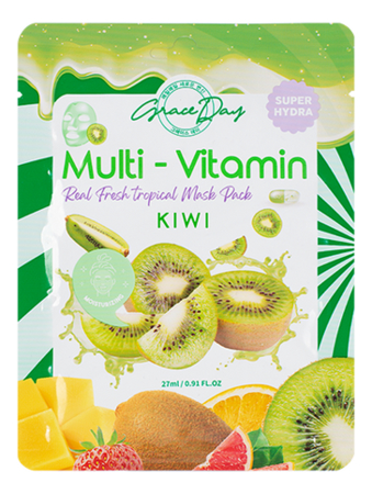 тканевая маска с экстрактом киви grace day multi vitamin kiwi mask pack 27 мл Тканевая маска с экстрактом киви Multi-Vitamin Kiwi Mask Pack 27мл