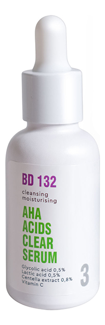 Очищающая увлажняющая сыворотка для лица BD 132 AHA Acids Clear Serum 30мл beautydrugs bd 132 03 aha acids clear serum очищающая увлажняющая сыворотка 30 мл