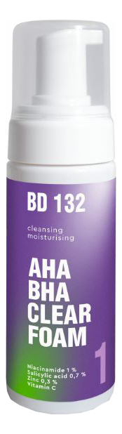Очищающая увлажняющая пенка для умывания BD 132 AHA BHA Clear Foam 150мл beautydrugs bd 132 03 aha acids clear serum очищающая увлажняющая сыворотка 30 мл