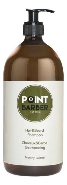Освежающий шампунь для волос и бороды Point Barber Hair & Beard Shampoo: Шампунь 1000мл освежающий шампунь для волос и бороды farmagan point barber 300 мл