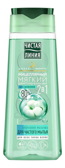 

Мицеллярный мягкий шампунь-бальзам 2 в 1 Хлопковое молочко: Шампунь-бальзам 250мл, Мицеллярный мягкий шампунь-бальзам 2 в 1 Хлопковое молочко