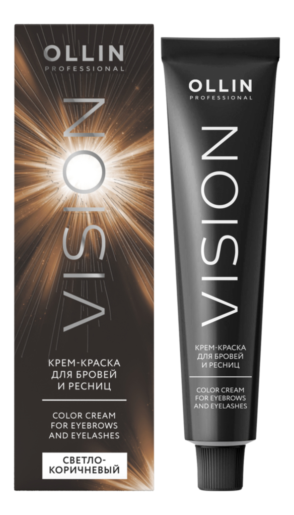 Крем-краска для бровей и ресниц Vision Color Cream 20мл: Светло-коричневый набор для бровей и ресниц vision color cream for eyebrows and eyelashes крем краска 20мл окислитель 20мл холодно коричневый