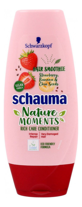 Купить Бальзам-ополаскиватель для волос Nature Moments (смузи клубника, банан и семена чиа): Бальзам-ополаскиватель 200мл, Schauma