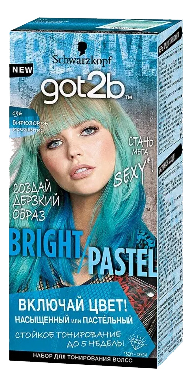 

Краска для волос Bright/Pastel 80мл: 096 Бирюзовое искушение, Краска для волос Bright/Pastel 80мл