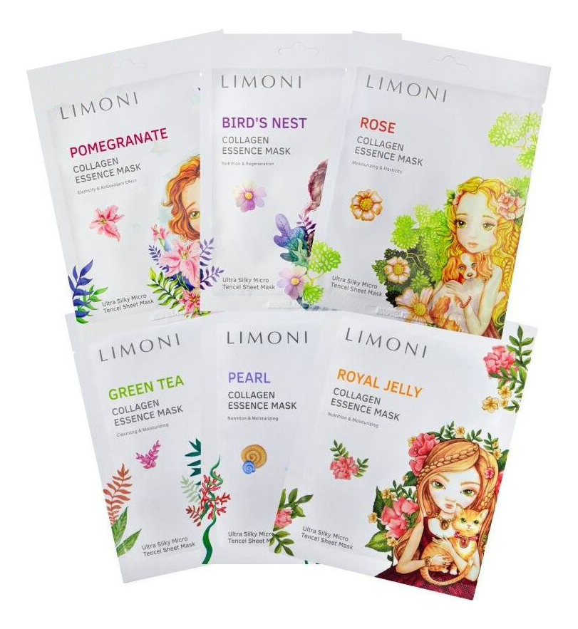 Купить Набор масок для лица Princess Collagen Essence Mask 6шт, Limoni