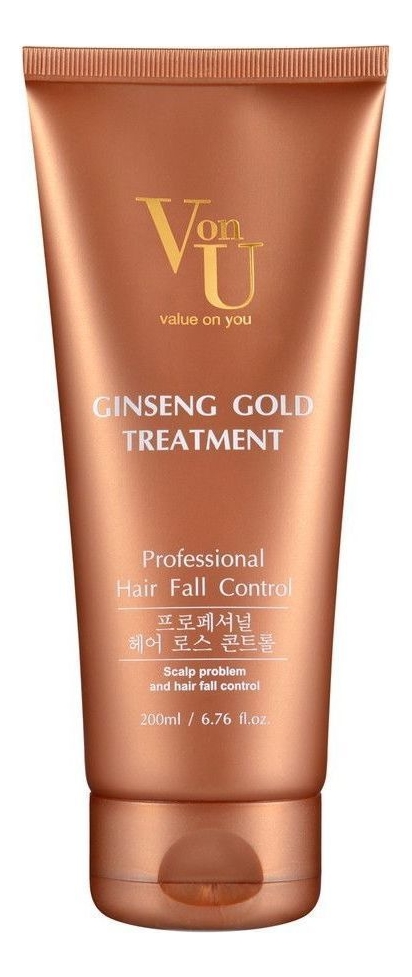 Купить Маска для волос с экстрактом золотого женьшеня Ginseng Gold Treatment 200мл, Von-U