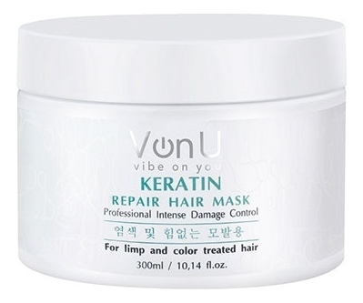 Маска для волос с кератином Keratin Repair Hair Mask: Маска 300мл маска реконструктор с кератином von u keratin repair hair mask 300 мл