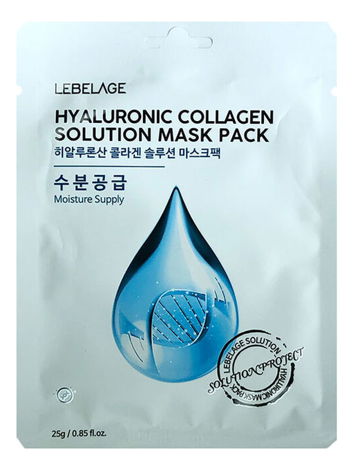 Тканевая маска для лица с гиалуроновой кислотой и коллагеном Hyaluronic Collagen Solution Mask Pack 23г тканевая маска с гиалуроновой кислотой и коллагеном lebelage hyaluronic collagen solution mask pack