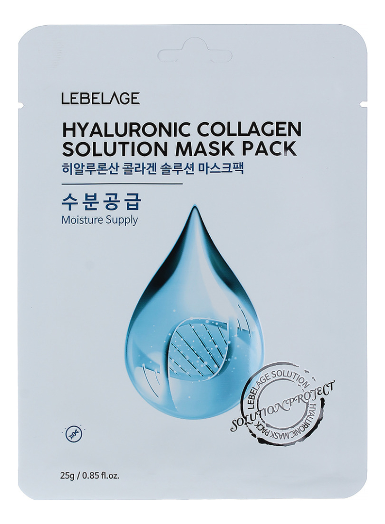 Тканевая маска для лица с гиалуроновой кислотой и коллагеном Hyaluronic Collagen Solution Mask Pack 23г тканевая маска с гиалуроновой кислотой и коллагеном lebelage hyaluronic collagen solution mask pack