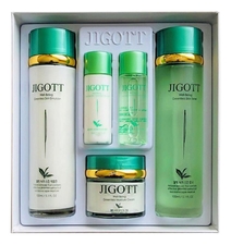 Jigott Набор для лица с экстрактом зеленого чая Well-Being Greentea Skin Care 3 (тонер 150мл/30мл + эмульсия 150мл/30мл + крем 50мл)