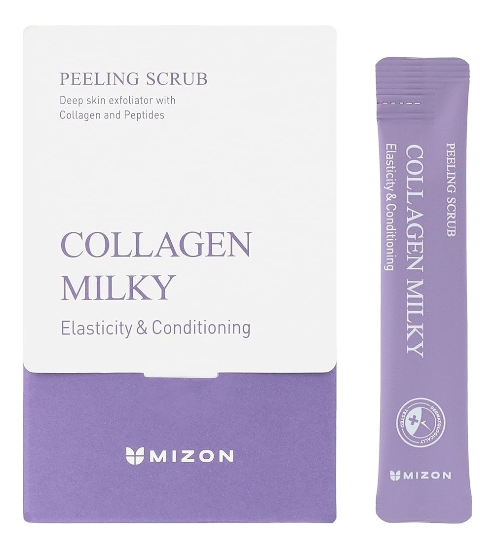 Молочный пилинг-скраб для лица с коллагеном Collagen Milky Peeling Scrub 24*7г mizon молочный пилинг скраб с коллагеном collagen milky peeling scrub 24 х 7 г mizon collagen power